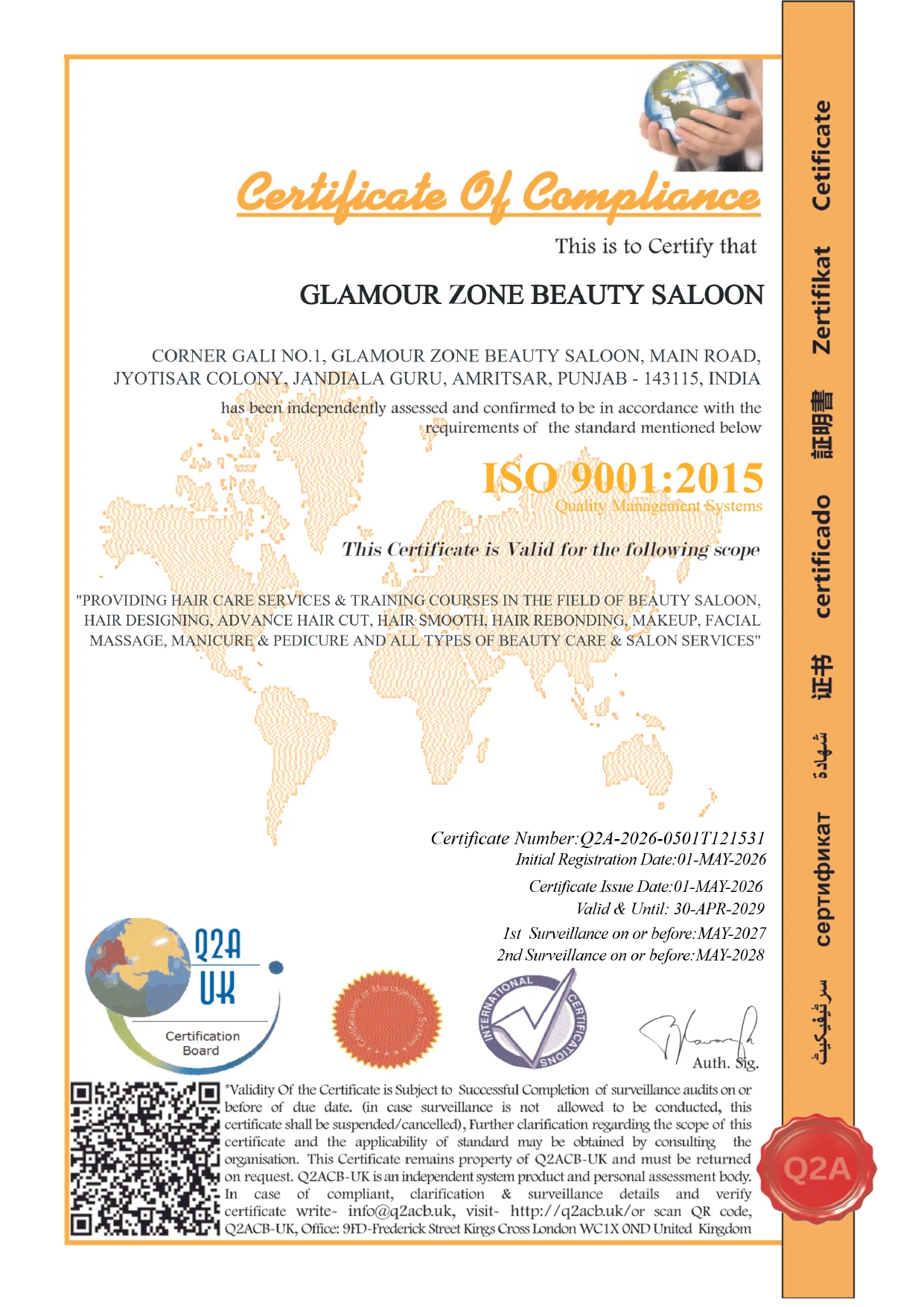 ISO 9001:2015 Certificate of Compliance